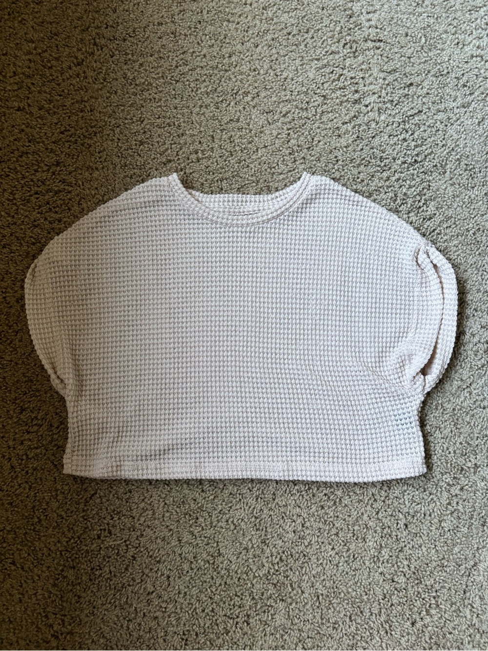 Soft Waffle-Knit Cropped Top in Light Pink